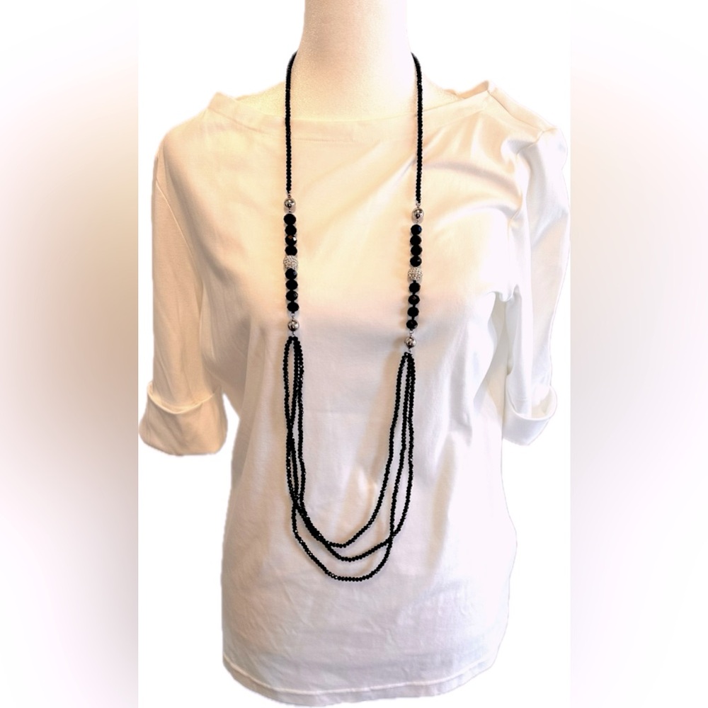 Cool Magnetic Necklace w/Various Changeable Styles Black/Silver w/Crystals, Rare